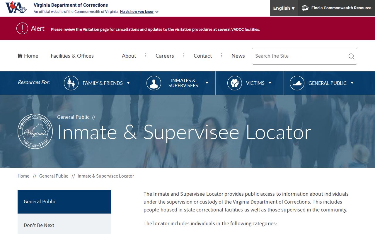VADOC locator used after a Cumberland County arrest and state sentence