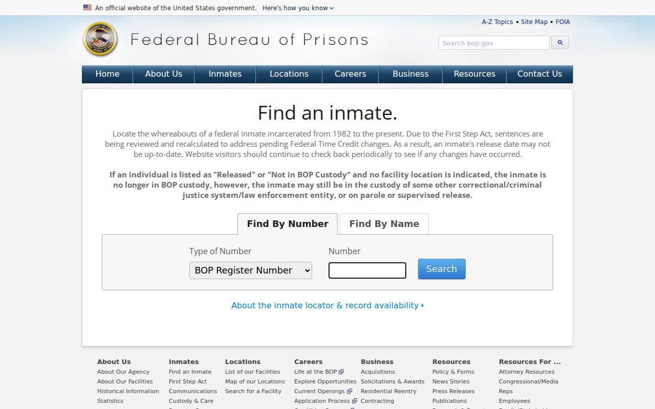 Federal inmate locator as a Cumberland County arrest custody fallback