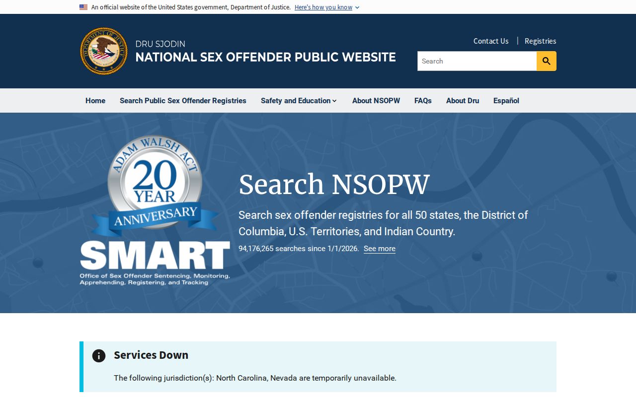 Cumberland County sex offender search through the National Sex Offender Public Website