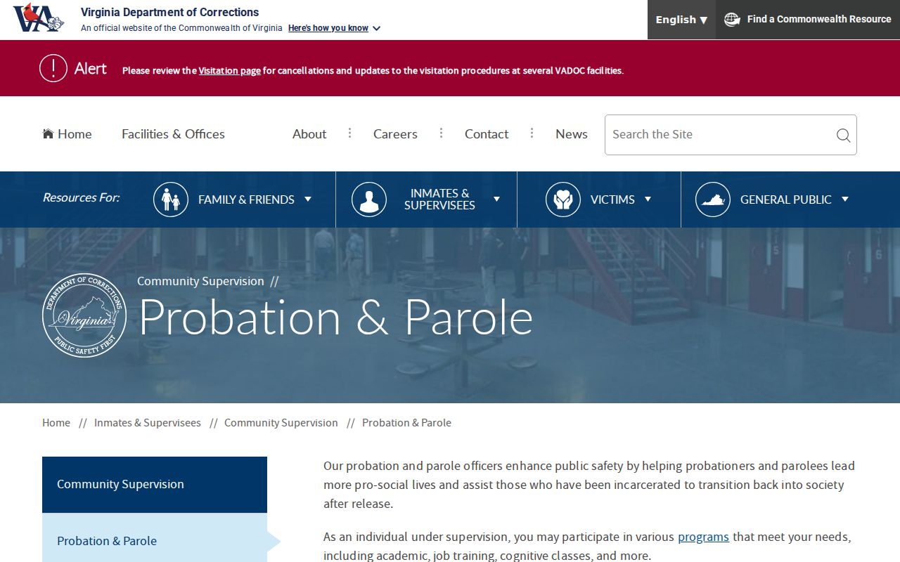 Cumberland County sex offender search context from Virginia probation and parole information